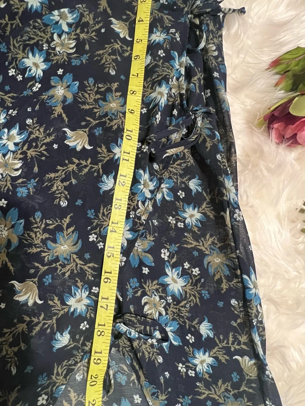 Free People Navy Floral Side-Slit Maxi Skirt